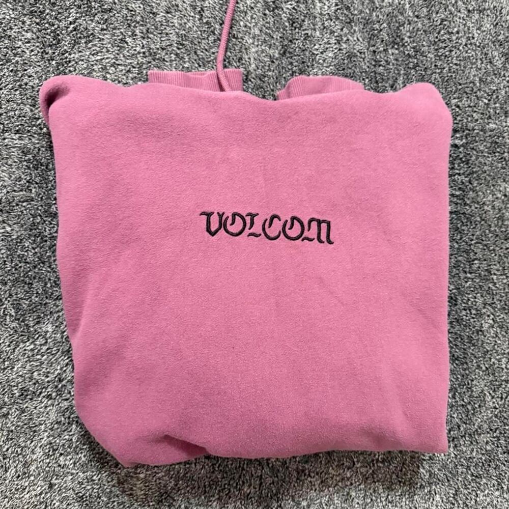 00s Y2K style Volcom embroidered light purple hoodie skater surf baggy large